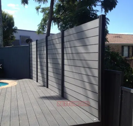 Diseño Europeo Anti-choque prefabricado privacidad WPC valla de jardín con poste de aluminio