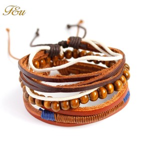 Promoción personalizado hecho a mano tejido de cuero multicapa de conjuntos de pulsera - Product Image 4
