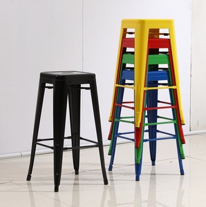 L'amérique Industrielle En Bois Siège de Café En Métal Haute <span class=keywords><strong>Tabouret</strong></span> de Bar Empilable - Product Image 4