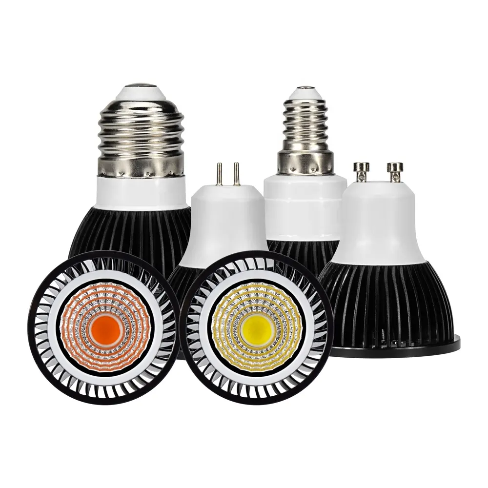 Siêu Sáng 220V 12 Wát GU10 MR16 E14 E27 Led Bulb LED COB Spotlight Đèn 9 Wát 7 Wát 5 Wát Led Spot Ánh Sáng