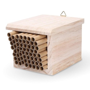 Ruche en bois de pin de qualité naturelle, <span class=keywords><strong>maison</strong></span> avec tube de papier, nouveauté - Product Image 1