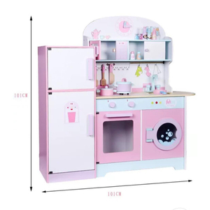 Juego de <span class=keywords><strong>Cocina</strong></span> Grande de <span class=keywords><strong>Madera</strong></span> Rosa, Juguete de <span class=keywords><strong>Cocina</strong></span> de <span class=keywords><strong>Madera</strong></span> con Refrigerador para Niños - Product Image 6