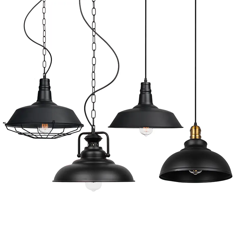 Fabrika fiyat retro en iyi endüstriyel loft siyah avize vintage demir lamba kolye led asılı ışık