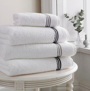 Commercio all'ingrosso bianco con linee festone ricamo cotone asciugamano <span class=keywords><strong>Set</strong></span> per Hotel utilizzato - Product Image 2