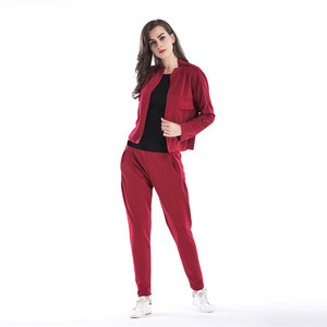 OEM ODM manga larga de Color sólido Chaqueta corta pantalones Sexy de dos piezas pantalones conjunto de ropa de las mujeres - Product Image 2