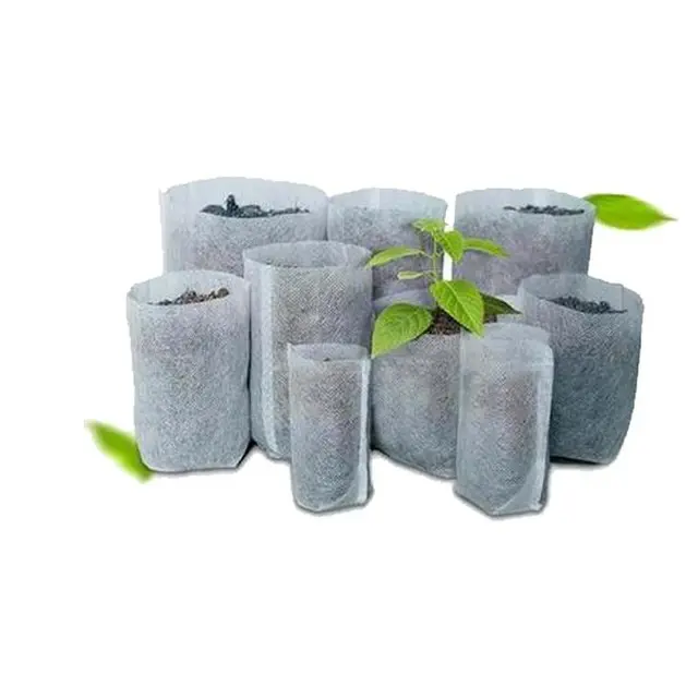 Bolsa Biodegradable transpirable de alta supervivencia para cultivo de plantas, maceta blanca para vivero, telas no tejidas