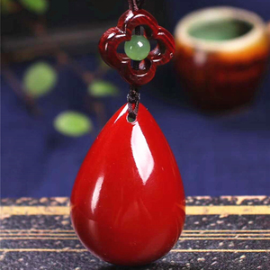 Collana <span class=keywords><strong>con</strong></span> Pendente in <span class=keywords><strong>Corallo</strong></span> Rosso Naturale <span class=keywords><strong>con</strong></span> Corda/Giada/Legno di Sandalo Rosso Lobulare per Donne Collana <span class=keywords><strong>con</strong></span> Fiori Pressati - Product Image 3