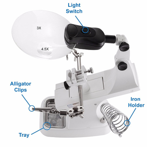 3x 4.5x Tafelvergrootglas Met Ledverlichting Soldeerglazen Ijzeren Stationsklem Vergrootglas Reparatiegereedschap <span class=keywords><strong>Loupe</strong></span> - Product Image 3