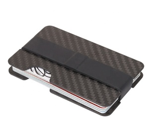 De fibra de carbono Slim cartera RFID bloqueo cartera titular de la <span class=keywords><strong>tarjeta</strong></span> con correa elástica fijo - Product Image 4