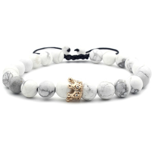Lava Stone Jewelry Crown <strong>Gemstone</strong> <strong>Bracelets</strong> 8MM Round Beads Bangle ST11 - Product Image 6