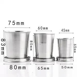 75Ml 150Ml 250Ml Tumbler Draagbare Kleine Metalen Opvouwbare Inklapbare Wijn Beker Voor Reizen Picknick Mok