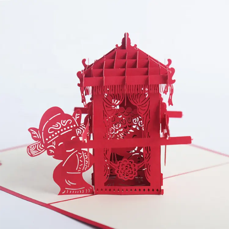 Оптовая продажа 3D вырезанных выдвижных подарочных свадебных открыток