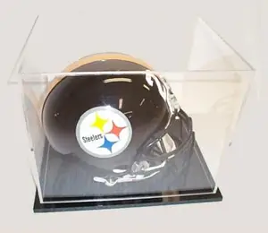 아크릴 Mini Helmet Display Case Football Mini Helmet 아크릴 Display Case 와 Mirrored 백 및 금 라이저