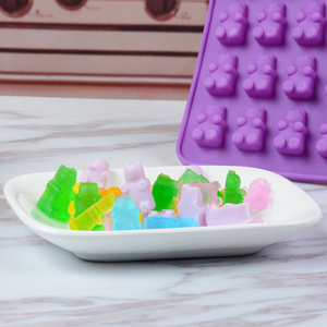 Moules à bonbons en <span class=keywords><strong>silicone</strong></span> SILIKOLOVE personnalisables en usine, 50 cavités en forme d'ours, LFGB, platine, antiadhésif, sans BPA, moules à bonbons gélifiés - Product Image 4