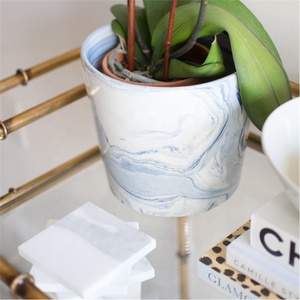 Azul y blanco decoración al aire libre barato al por mayor de productos para el hogar de mármol grandes macetas/ pote de flor - Product Image 3