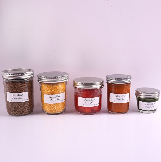 High quality clear round glass jam jar with screw metal lid wholesale glass hony jam jar