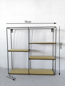 Étagère <span class=keywords><strong>murale</strong></span> en <span class=keywords><strong>bois</strong></span>, rectangulaire, en métal, pour salon, 1x5 treillis - Product Image 5