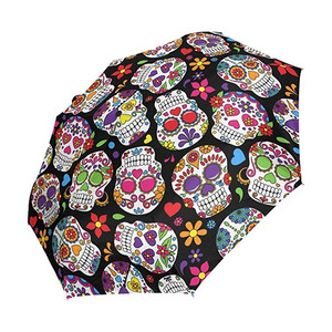 <span class=keywords><strong>Mort</strong></span> Sucre Crânes Fleurs <span class=keywords><strong>Parapluie</strong></span> Animal Auto Ouvrir Fermer Voyage Pliable Parapluies <span class=keywords><strong>de</strong></span> Pluie - Product Image 1
