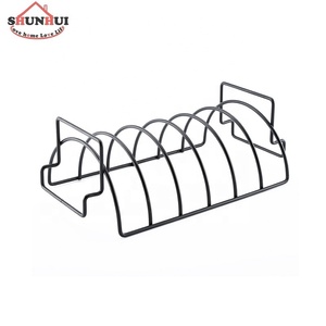 Nonstick <strong>BBQ</strong> <strong>Grill</strong> Rib <strong>Rack</strong> Rib <strong>Rack</strong> for Grilling 14 Inch Outdoor <strong>Bbq</strong> <strong>Grill</strong>,oven or Smoker Roaster Charcoal Carbon Steel Polybag - Product Image 2