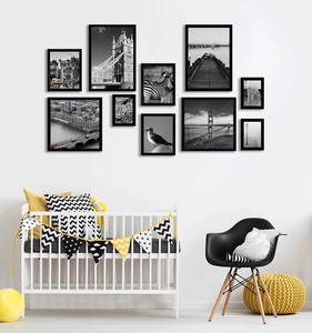 Colgantes de pared de madera negro MDF A4 <span class=keywords><strong>Marcos</strong></span> de fotos, 8x10 Marco de fotos simple para decoración del hogar - Product Image 1