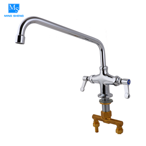 Material de latón económico montaje vertical caliente <span class=keywords><strong>y</strong></span> frío de flujo de agua fregadero de cocina grifo con el cuello largo - Product Image 1