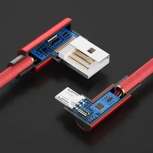 <span class=keywords><strong>Cable</strong></span> <span class=keywords><strong>Micro</strong></span> <span class=keywords><strong>USB</strong></span> de Nailon Trenzado con Doble Ángulo Recto Tipo C V8 para Juegos, <span class=keywords><strong>Cable</strong></span> <span class=keywords><strong>USB</strong></span> de 90 Grados para iPhone, Galaxy y Android - Product Image 3