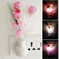 Lampe de nuit LED à capteur de couleur changeante en forme de fleur en plastique bon marché, lampe de nuit pour dormir, lampe murale de chambre à coucher