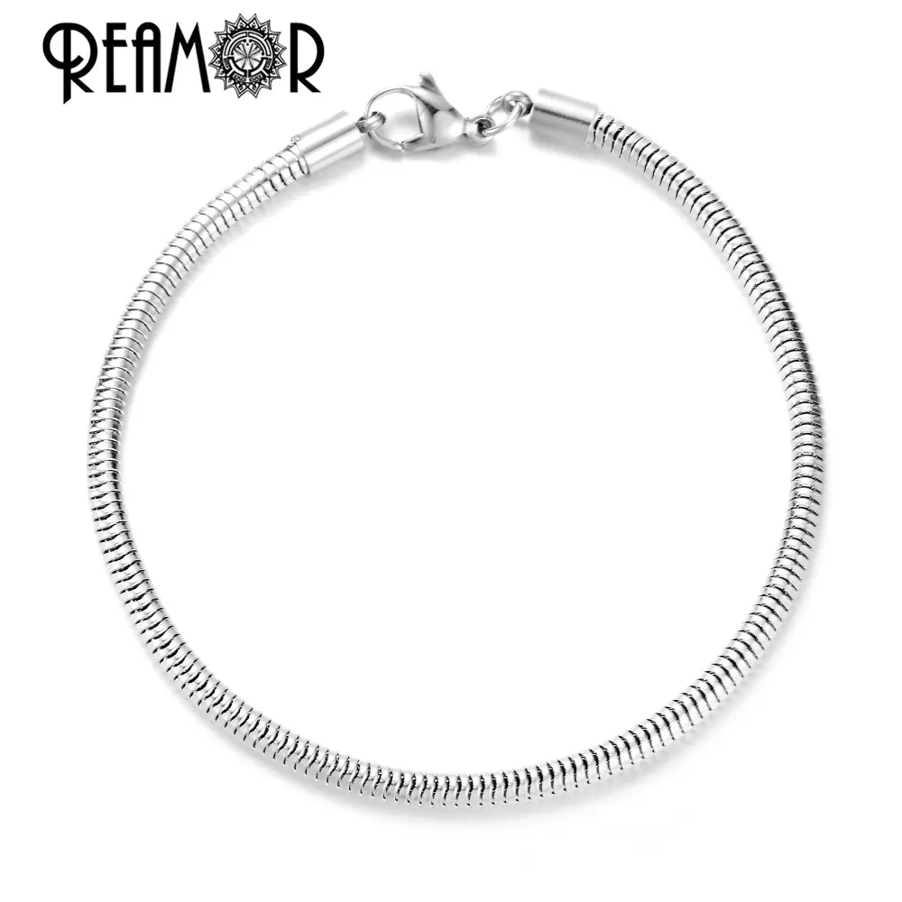 Reamor On Sale 5 Stück 316l Edelstahl Hummer verschluss Armband Basic Schlangen ketten Fit DIY European Bead Bracelet Schmuck herstellung