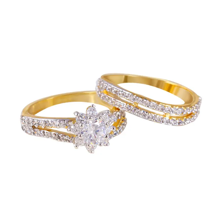 11387 xuping 2 Pièces/ensemble multicolore or nouveau modèle couple anneaux de mariage bijoux