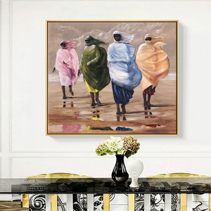 Arte de decoración de pared para mujer africana, pintura al óleo sobre lienzo abstracta de gran tamaño, venta al por mayor - Product Image 3