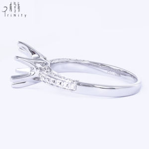 Proveedor de Hong Kong, venta al por mayor, nuevo producto, ajuste de anillo sin piedra central, anillo de compromiso de diamante natural solitario de oro AU750 - Product Image 3