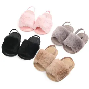 Baby Meisjes Sandalen Fashion Faux Fur Peuter Infant Zomer Mocassins Kinderen Bont Slippers