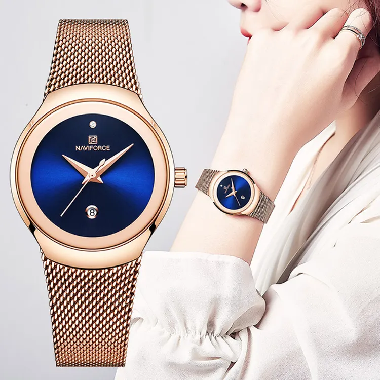 Reloj NAVIFORCE 5004, la mejor marca de lujo para mujer, azul de lujo, ultrafino, 2023, resistente al agua, reloj de cuarzo para mujer