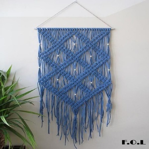 Tenture murale en macramé faite à la main de couleur personnalisée avec 100% coton biologique Design moderne écologique pour la décoration de la maison - Product Image 2