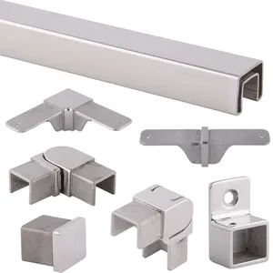 316 Stainless Steel Slotted Tubing Top Rail Handrail for Glass Balustrade Railings