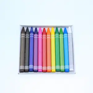 Klassieke Soort Kleur Pack Wax Crayons12 Kleur Douane Gedrukt Kleurpotloden Custom Krijt