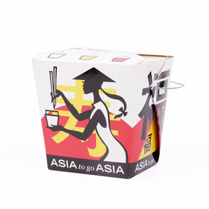 Paper Food Take Out <strong>Box</strong> with Handle, Disposable Take Away <strong>Noodle</strong> <strong>Box</strong> - Product Image 1