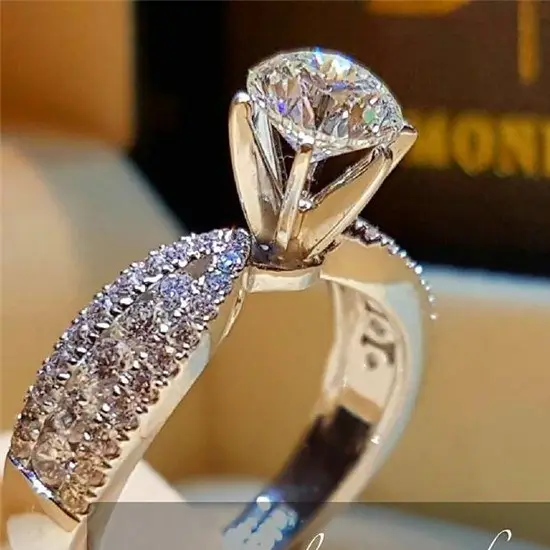 الكريستال الأبيض الزركون حجر خاتم بسيط جولة نمط الإناث 925 الفضة الزفاف خاتم وعد خواتم الخطبة للنساء