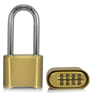 AJF निविड़ अंधकार <span class=keywords><strong>Rustproof</strong></span> आउटडोर ताला हथकड़ी नीचे पासवर्ड ताला दरवाजा गोदाम चैम्बर ताला लंबे समय हथकड़ी पीतल दरवाजा 4 बिट - Product Image 5