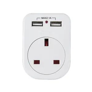 UE-02 Colokan Inggris Inggris Inggris Colokan 5V 2,1 A USB Output Power Adapter Travel Charger 2 USB Port Soket untuk Ponsel