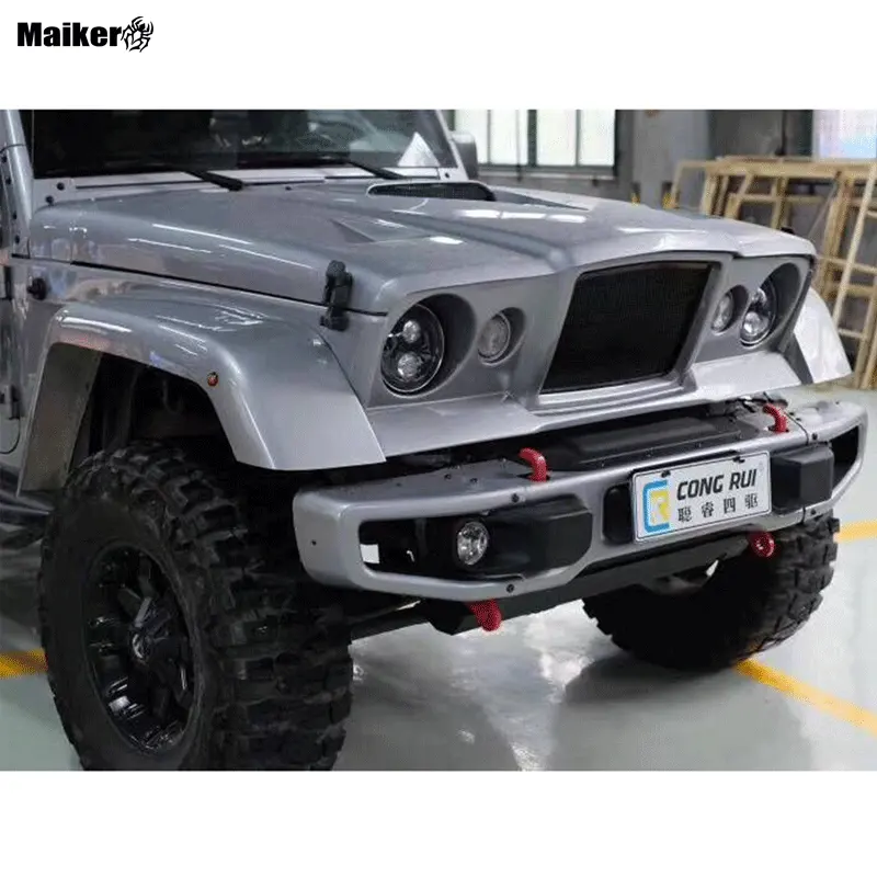 maiker offroad 4x4 auto accessories parts front car bumper grille hood fender for Jeep Wrangler JK 07-17 upgrade body kits