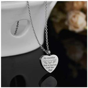 Breloques coeur Crémation Pendentif Choker Colliers Cendres Mon Ange Gardien Souvenir Souvenir Collier Femmes Hommes Bijoux - Product Image 4