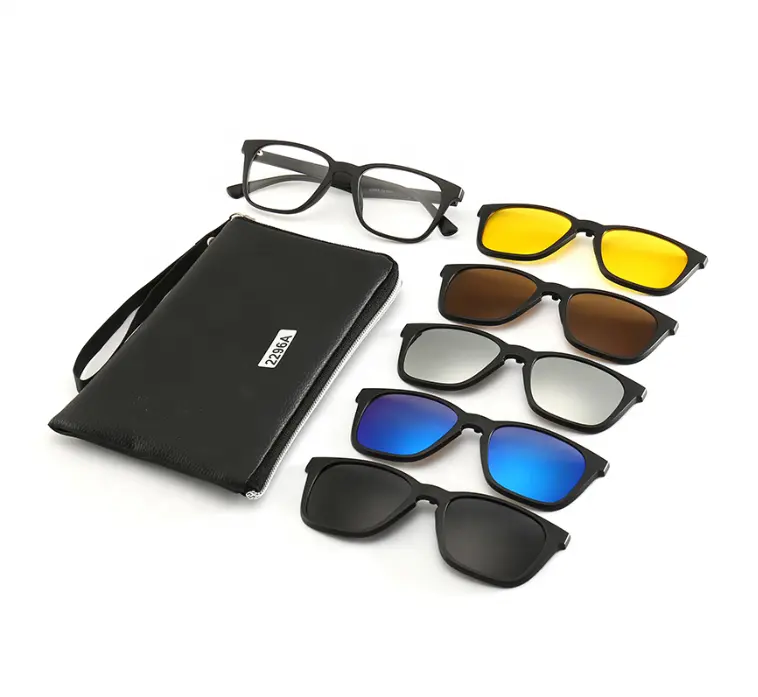 TR90 5 in 1 tasarım optik okuma gözlüğü polarize Lens camı güneş gözlüğü erkekler