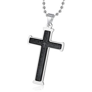 Collana con Croce Cristiana in Acciaio Inox con Incisione Laser, Regalo per Uomo e Donna, Pendente Crocifisso per Preghiera - Product Image 2