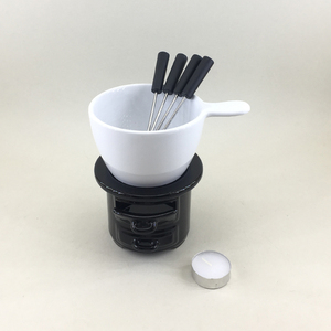 Color blanco bien <span class=keywords><strong>cocina</strong></span> cerámica olla antiadherente de porcelana mini fondue de chocolate con vela de luz de té - Product Image 1
