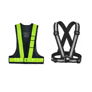 Gilet de sécurité réfléchissant noir, avec bande lumineuse, pour le jogging et la course dans la nuit