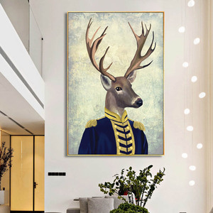 Arte Mural Moderno, Decoración Personalizada para el Hogar, Pintura de Cabeza de Animal en Cuerpo Humano - Product Image 3
