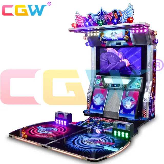 CGW عملة الرقص الموسيقى ماكينة صالة الألعاب لعبة مركز ممر ضخه الرقص ماكينة لعب تعمل بقطع النقود المعدنية