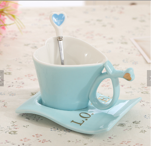 China de hueso tazas de té <span class=keywords><strong>en</strong></span> forma de corazón taza de café platillo taza de té de la Taza de cerámica - Product Image 6