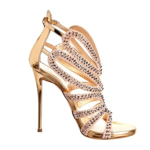 Sandali da Donna <span class=keywords><strong>con</strong></span> <span class=keywords><strong>Tacco</strong></span> Alto in Strass <span class=keywords><strong>Color</strong></span> <span class=keywords><strong>Oro</strong></span> - Product Image 5
